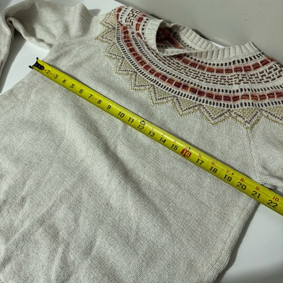 LOFT Ann Taylor cottagecore Beige Sweater with Multicolor Pattern - Picture 4 of 6